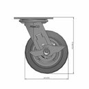 5 inch Heavy Duty USA TPR Rubber Wheel Brake Caster, 2 inch wide