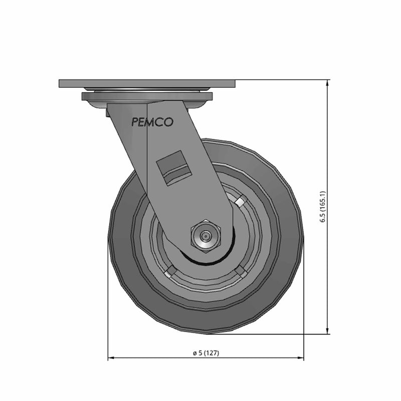 5 inch Heavy Duty USA TPR Rubber Wheel Caster, 2 inch wide