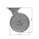 6 inch Heavy Duty Brake Caster with Durable Metal Wheel, 2 inch wide