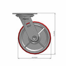 6 inch Heavy Duty Polyurethane-on-Iron Wheel Caster, High Capacity