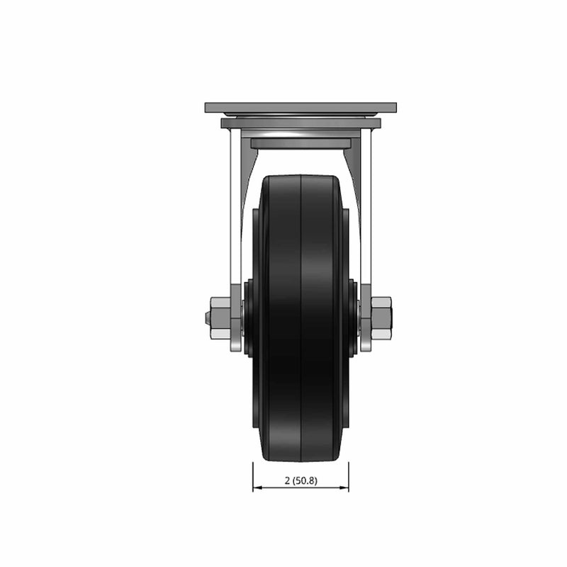6 inch Heavy Duty Caster with Rubber-on-Iron Wheel, 2 inch wide