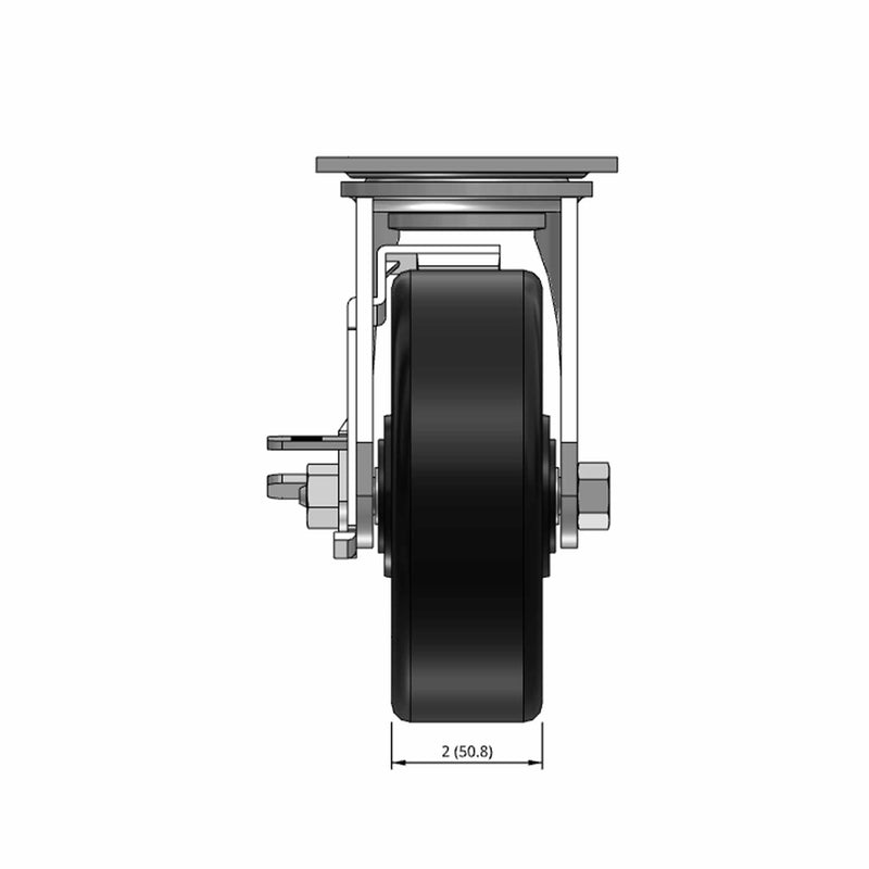 6 inch Heavy Duty USA Phenolic Wheel Brake Caster, 2 inch wide