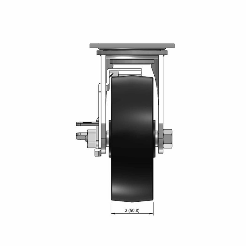 6 inch Heavy Duty USA Polypropylene Wheel Brake Caster, 2 inch wide