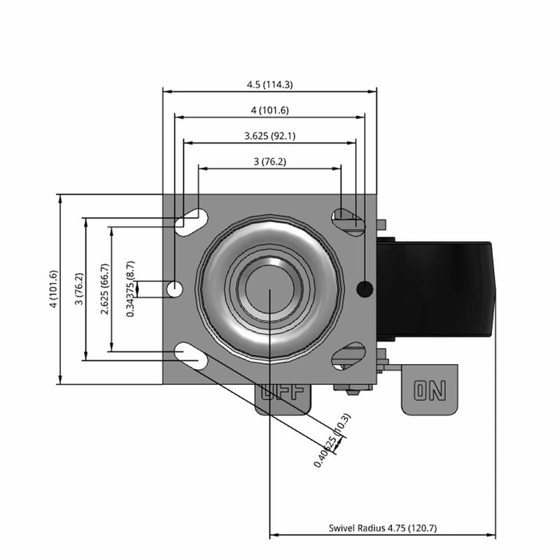 6 inch Heavy Duty USA Polypropylene Wheel Brake Caster, 2 inch wide