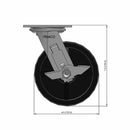 6 inch Heavy Duty USA Polypropylene Wheel Brake Caster, 2 inch wide