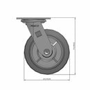 6 inch Heavy Duty USA TPR Rubber Wheel Caster, 2 inch wide