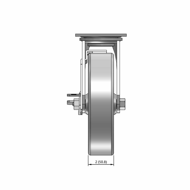 8 inch Heavy Duty Brake Caster with Durable Metal Wheel, 2 inch wide