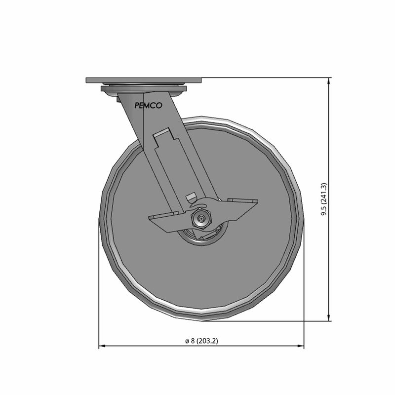 8 inch Heavy Duty Brake Caster with Durable Metal Wheel, 2 inch wide