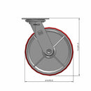 8 inch Heavy Duty Polyurethane-on-Iron Wheel Caster, High Capacity