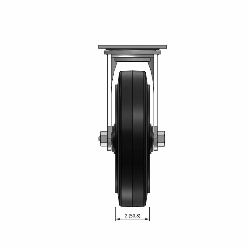 8 inch Heavy Duty Caster with Rubber-on-Iron Wheel, 2 inch wide