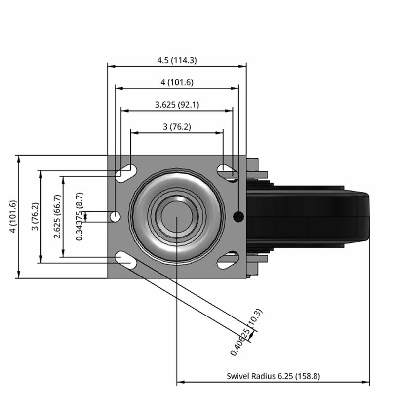 8 inch Heavy Duty Caster with Rubber-on-Iron Wheel, 2 inch wide