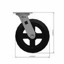 8 inch Heavy Duty Caster with Rubber-on-Iron Wheel, 2 inch wide