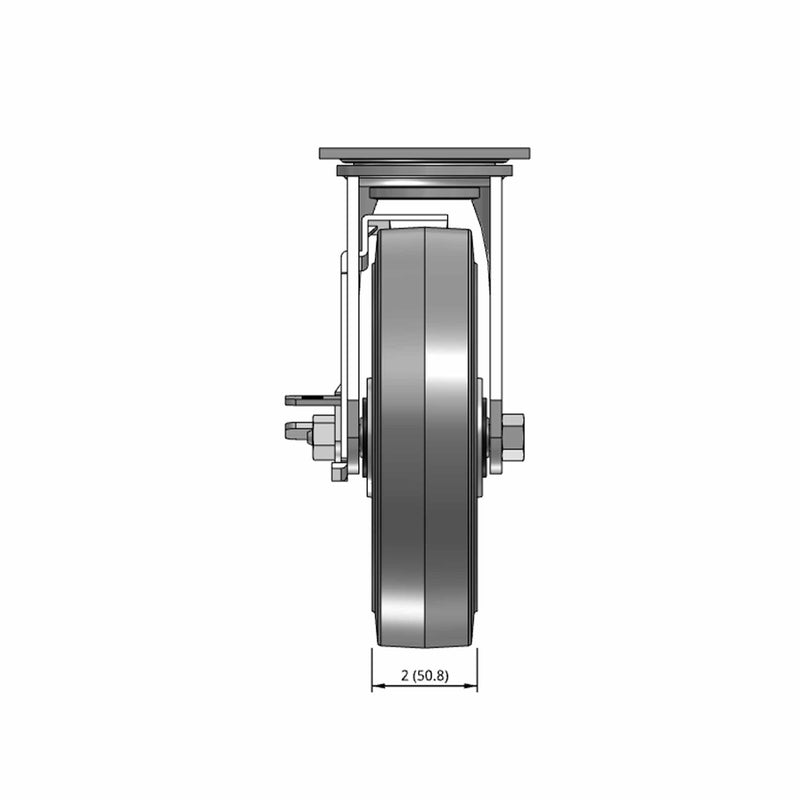 8 inch Heavy Duty USA TPR Rubber Wheel Brake Caster, 2 inch wide