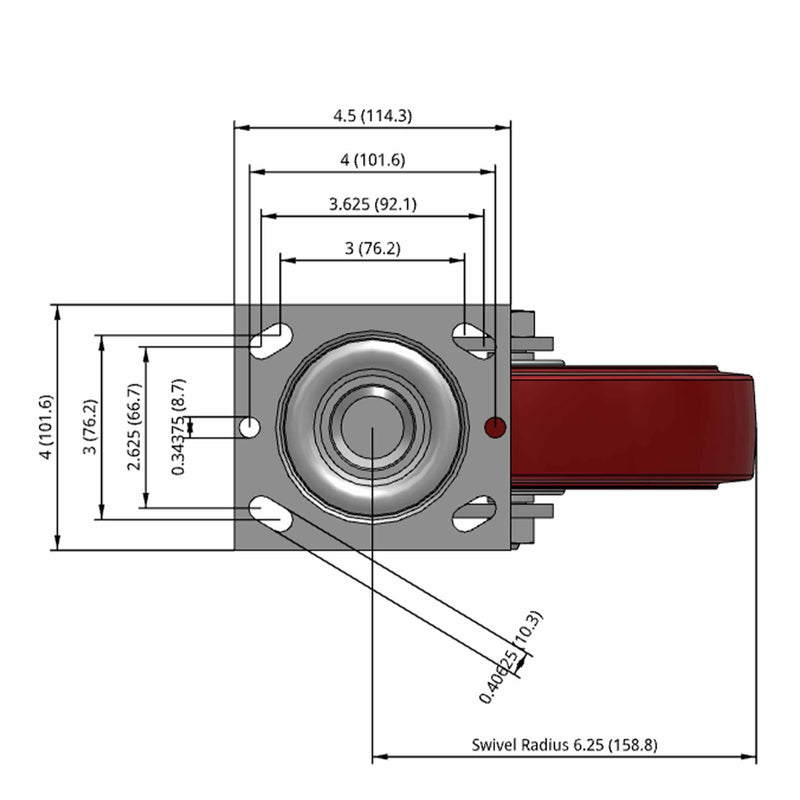 8 inch Heavy Duty USA Polyurethane Wheel Caster, 2 inch wide