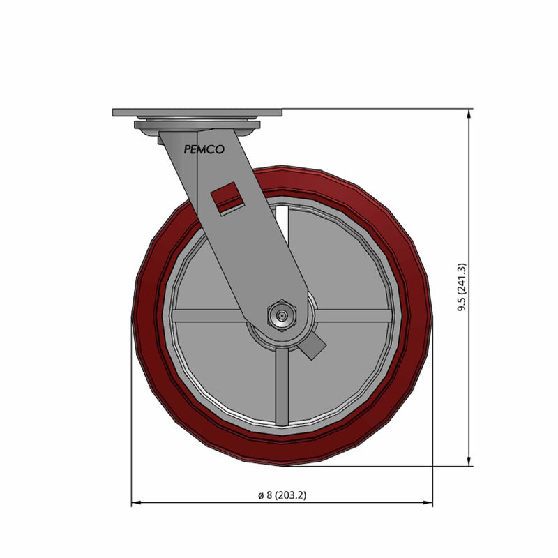8 inch Heavy Duty USA Polyurethane Wheel Caster, 2 inch wide