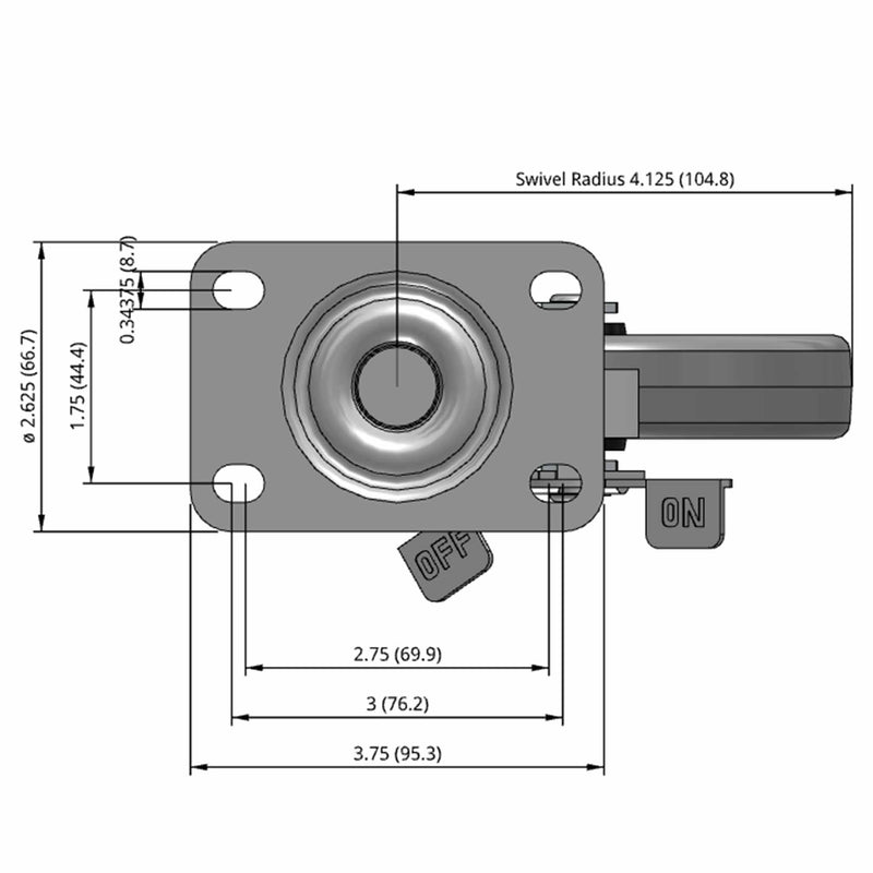 5 inch Wheel Brake Caster Replacement for Rubbermaid Carts, USA Made