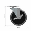 5 inch Wheel Brake Caster Replacement for Rubbermaid Carts, USA Made