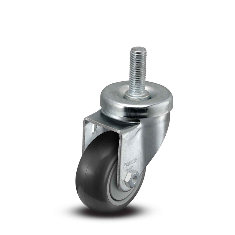 3"x1.25" TPU BB Wheel 1/2"x1.5" Threaded Stem Swivel Caster