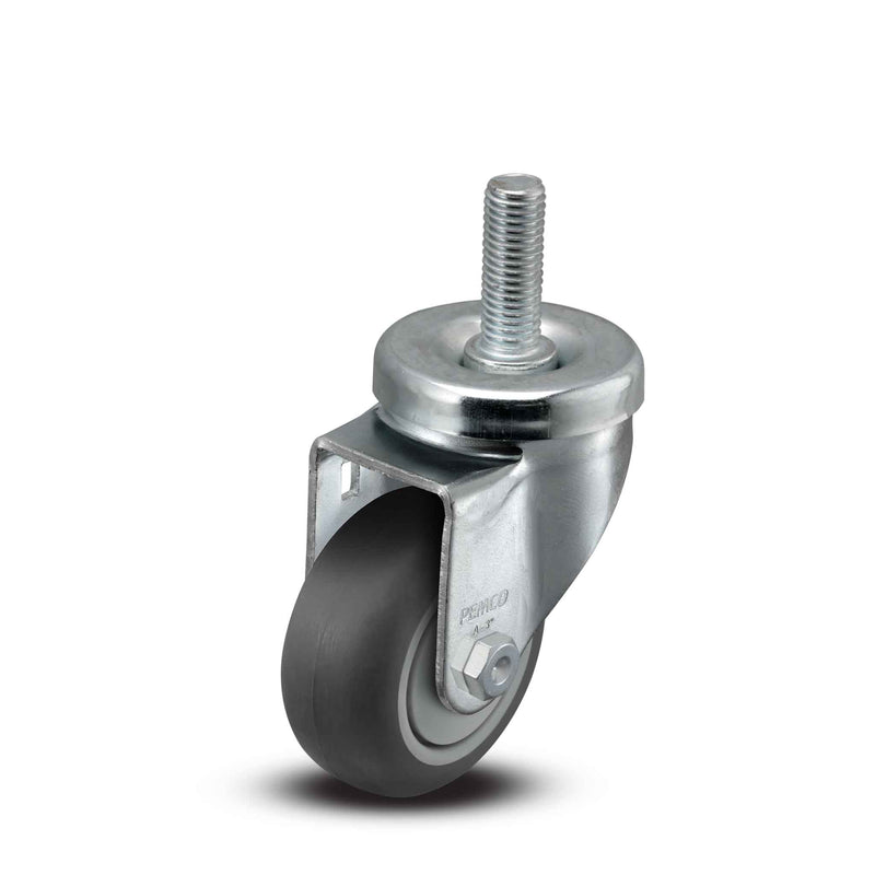 3"x1.25" TPR BB Wheel 1/2"x1.5" Threaded Stem Swivel Caster
