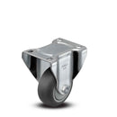 3 inch Rigid Caster with 1.25 inch wide Non-Marking Grey Rubber Wheel