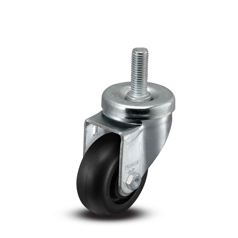 3"x1.25" Polyolefin Wheel 1/2"x1.5" Threaded Stem Swivel Caster