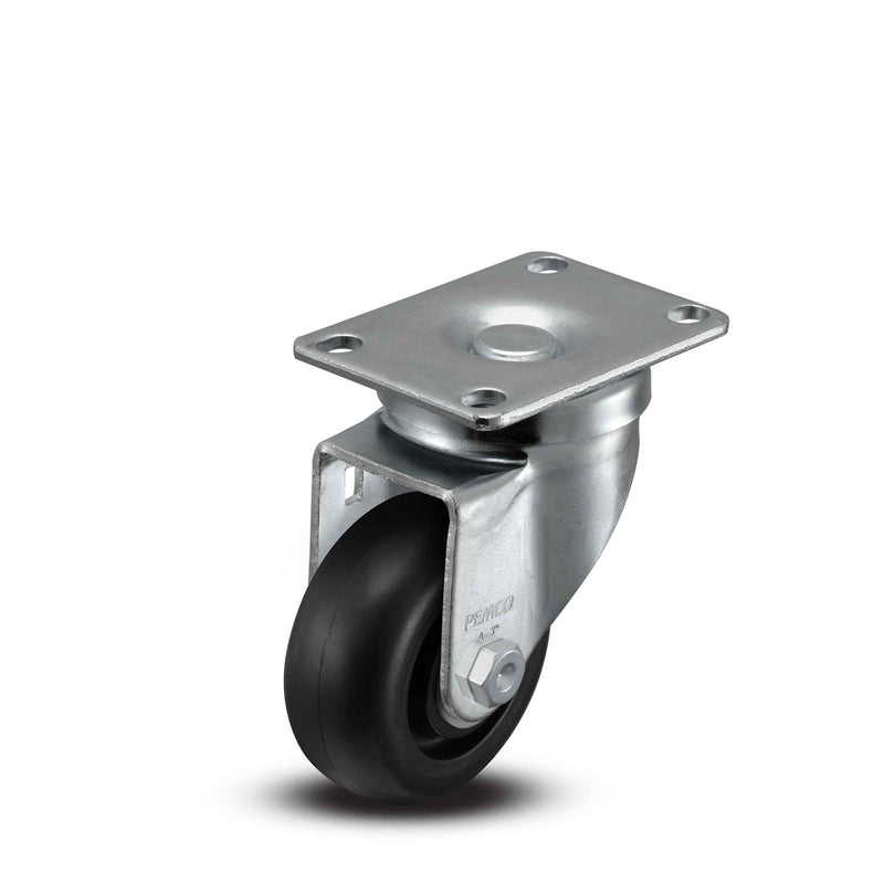3 inch Wheel Swivel Caster, Plate, 1.25 inch wide Polyolefin Wheel