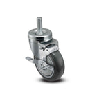 4"x1.25" TPU BB Wheel 1/2"x1.5" Threaded Stem Side Locking Caster