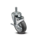4"x1.25" TPR BB Wheel 1/2"x1.5" Threaded Stem Side Locking Caster