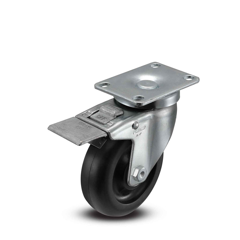 4 inch Wheel Caster with Total Lock Brake, Plate, Polyolefin Wheel