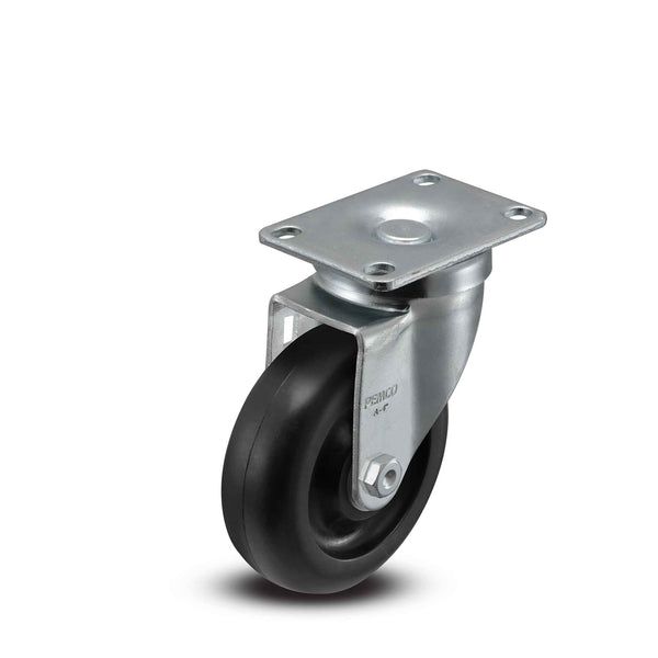 4 inch Wheel Swivel Caster, Plate, 1.25 inch wide Polyolefin Wheel