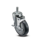 5"x1.25" TPU BB Wheel 1/2"x1.5" Threaded Stem Side Locking Caster