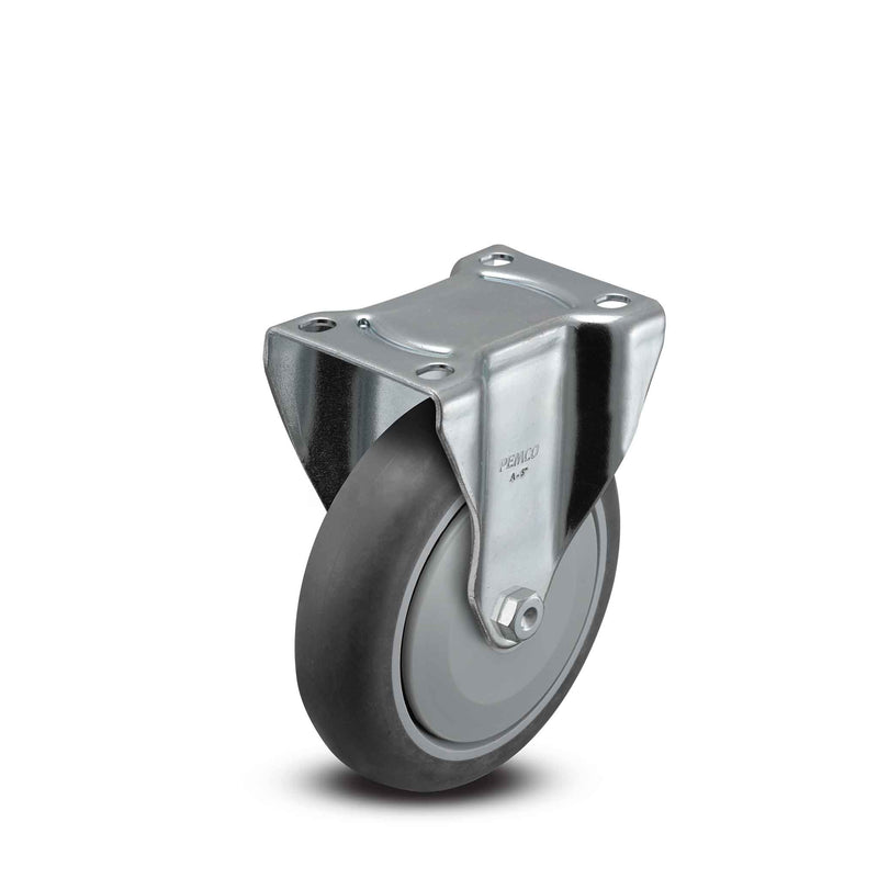 5 inch Rigid Caster with 1.25 inch wide Non-Marking Grey Rubber Wheel