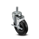 5"x1.25" Polyolefin Wheel 1/2"x1.5" Threaded Stem Side Locking Caster