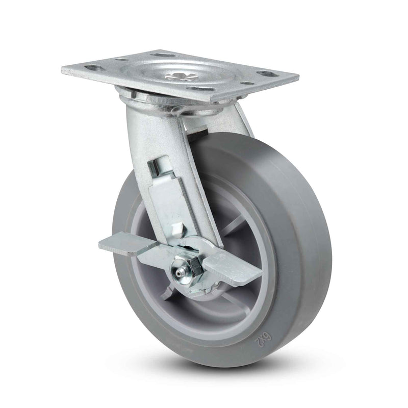 5 inch Heavy Duty USA TPR Rubber Wheel Brake Caster, 2 inch wide