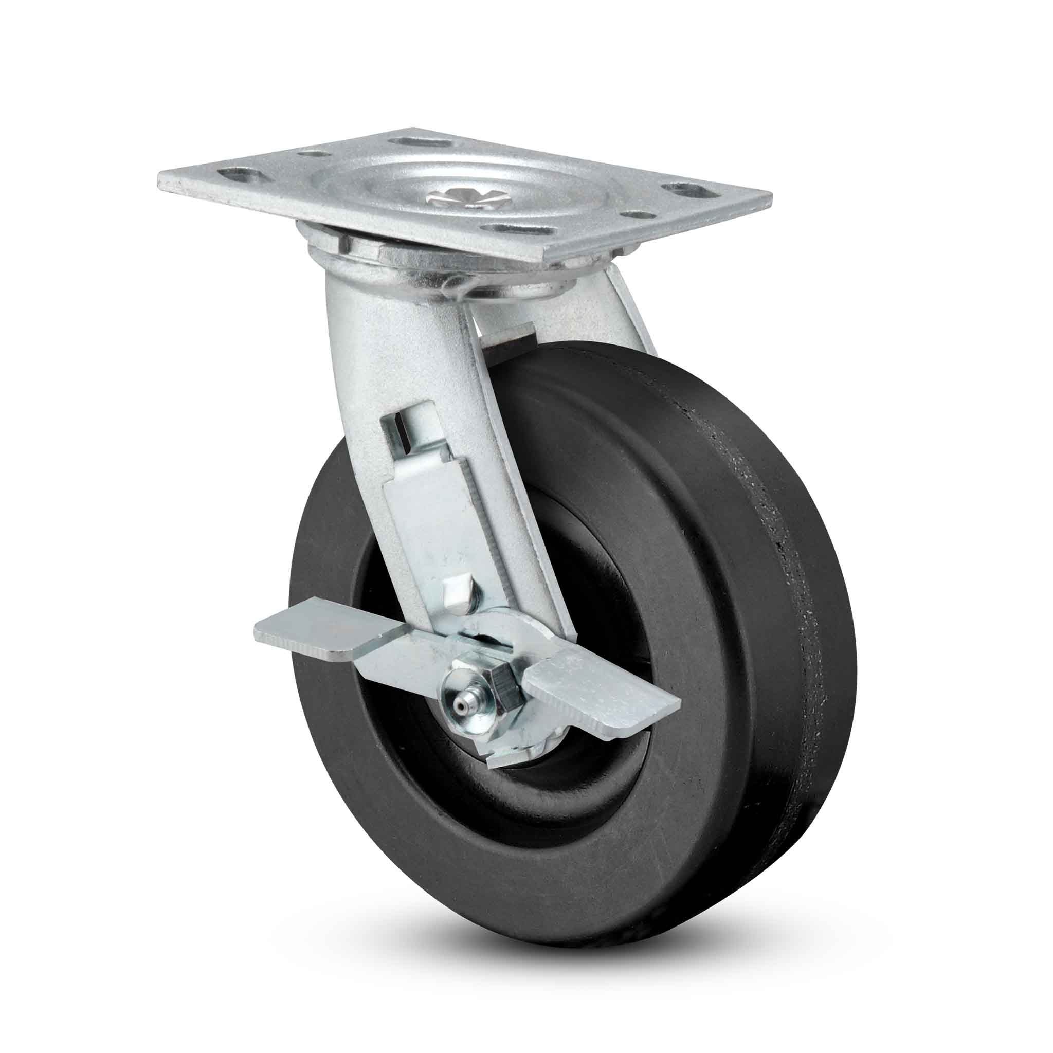 5 inch Heavy Duty USA Phenolic Wheel Brake Caster, 2 inch wide