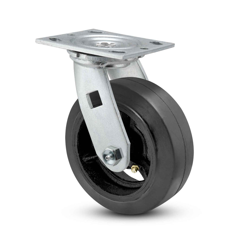 8 inch Heavy Duty Caster with Rubber-on-Iron Wheel, 2 inch wide