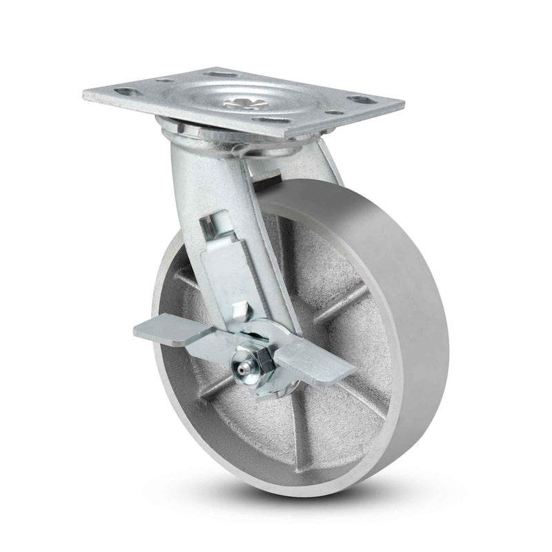 8 inch Heavy Duty Brake Caster with Durable Metal Wheel, 2 inch wide