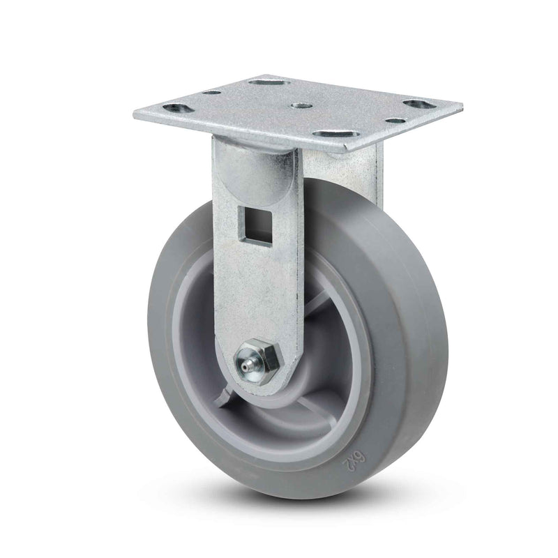 5 inch Heavy Duty Rigid Caster, USA Made TPR Rubber Wheel, 2 inch wide